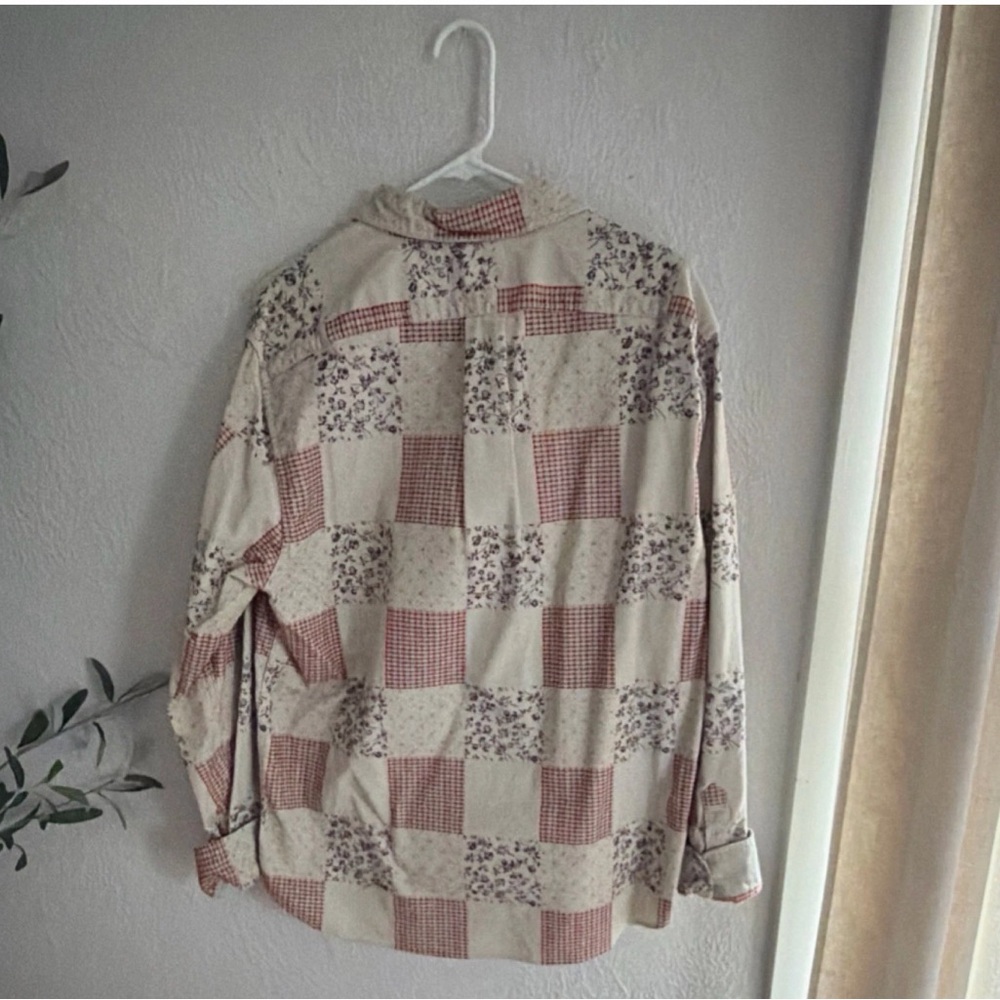 J. Crew Beige and Rust Patchwork Button-Down Shirt - image 4